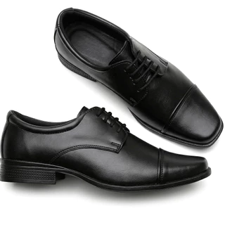 Sapato Social Masculino Couro Sintético Clássico Preto/Marrom Elegante e Confortável Eventos Formais
