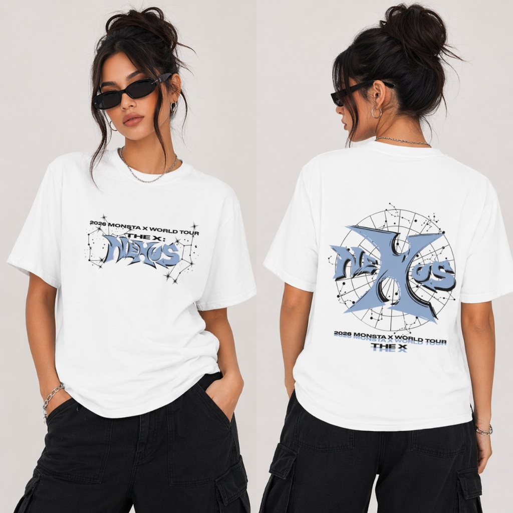 Camiseta Basica e Oversized T-shirt K-Pop Monsta X World Tour The