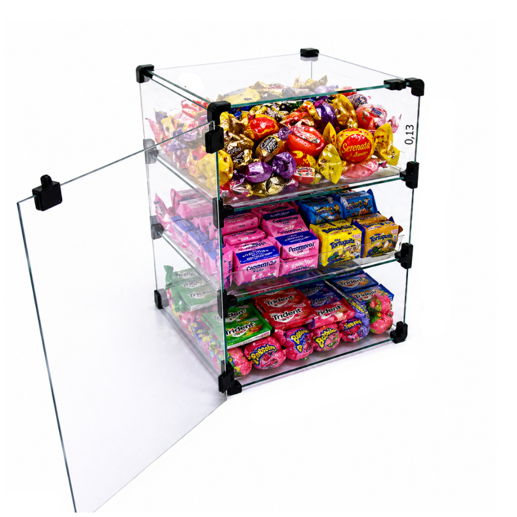 Expositor Modulado em Vidro com Porta Cadeado - 0,30 x 0,40 
