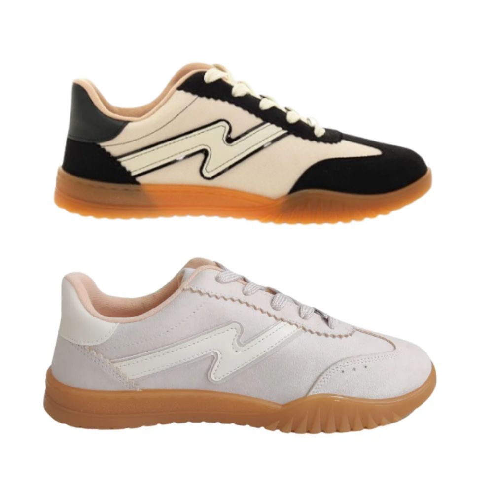 Tênis Feminino Moleca Samba Camurça Casual Retrô Vintage Estiloso