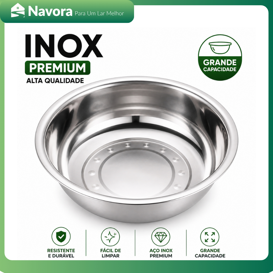 Tigela Inox Grande Multiuso Profissional para Salada Frutas 
