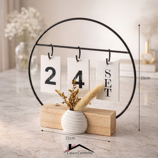 Calendário de Mesa Decorativo com Plaquinhas Preto Rose Dourado Permanente Escritório — foto 4 — Achou Levou Brasil