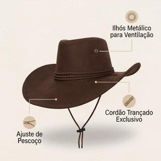 Chapéu Country Cowboy Com Cordinha Ajustável Adulto Unissex