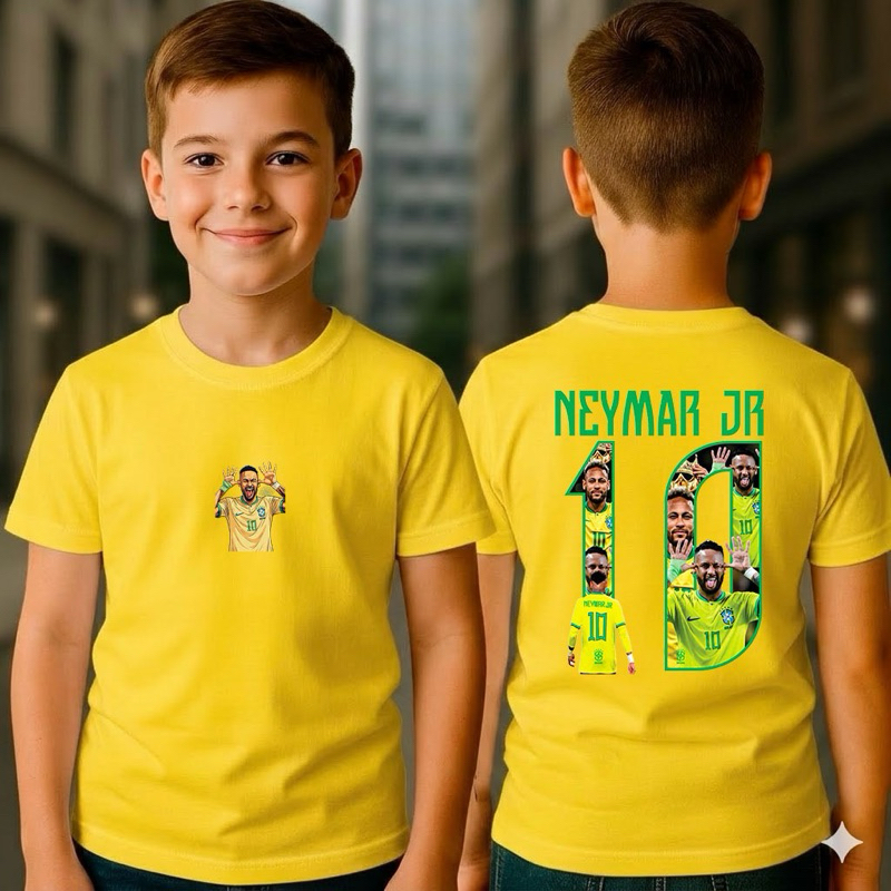 Camiseta Infantil Neymar 10 Copa Do mundo 100% Algodão | Shopee Brasil