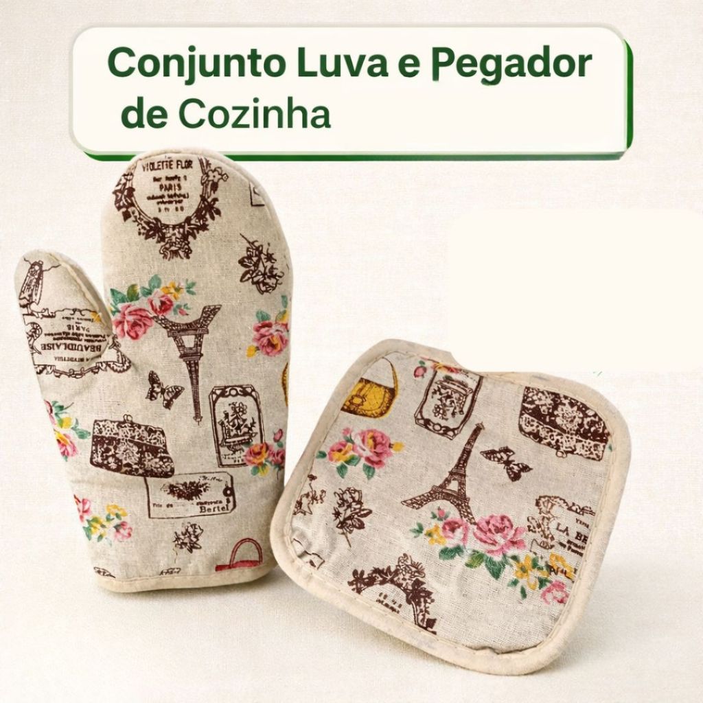 Kit Luva Térmica E Pegador 2 Peças — Para Proteger as Mãos N