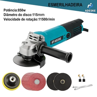 Esmerilhadeira Angular 850W 115mm 11000RPM 110V/220V Profissional