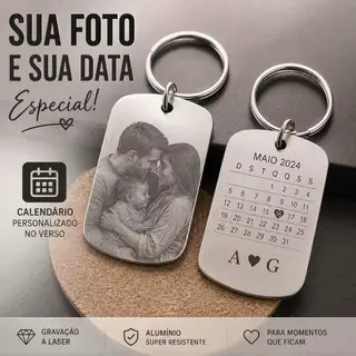 Chaveiro Personalizado com Foto Gravação Realista metal inoxidável
