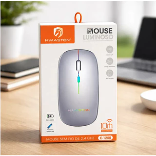 Mouse Recarregável Sem Fio H'maston E-1200 Bluetooth Ergonômico Prata