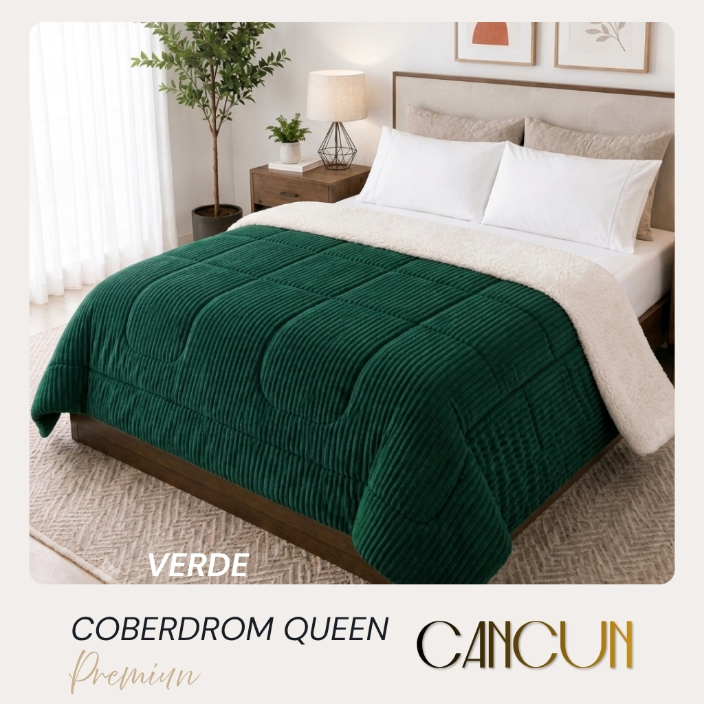 Coberdrom Casal Queen Sherpa Cancun Dupla Face Canelado 2,40m x 2