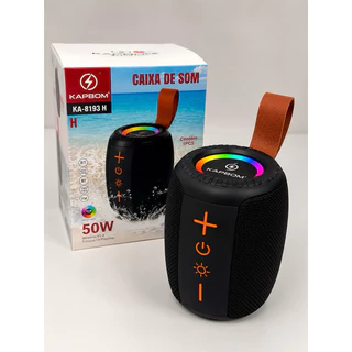 Caixa de Som Bluetooth Kapbom KA-8193H RGB 50W Portátil IPX6 TWS USB TF FM Bluetooth 5.4