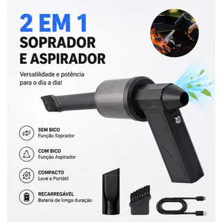 Mini Aspirador e Soprador Portátil 2 em 1 Sem Fio Recarregável USB-C Alta Potência para Carro, Casa e Escritório