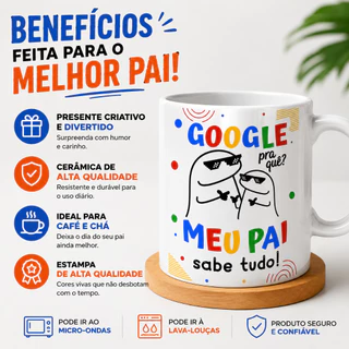 Caneca Dia dos Pais Google pra que? Meu Pai sabe Tudo!