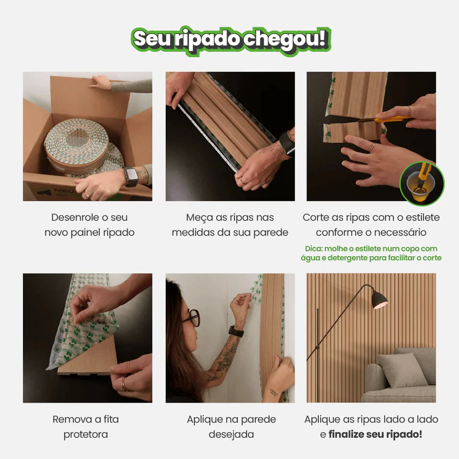 Painel Ripado Laminado Autocolante Cor Cinamomo Linha Madeto Meu Rodapé | Envio FULL