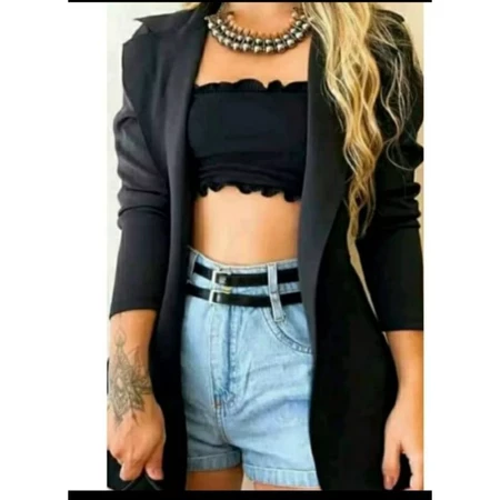 Casaco Blazer Feminino Longo Sobretudo