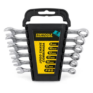 Kit Ferramentas Jogo Chave Combinada 6 Peças Boca Fixa Estrela Encaixe 12 Pontas Startools Ferramentas Pro