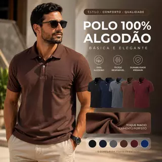 Kit 2 Camiseta Polo Masculina Premium com Bolso Bordado Modelagem Moderna Ideal para Trabalho Lazer