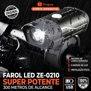 Farol lanterna frontal bike recarregavel USB a prova de água