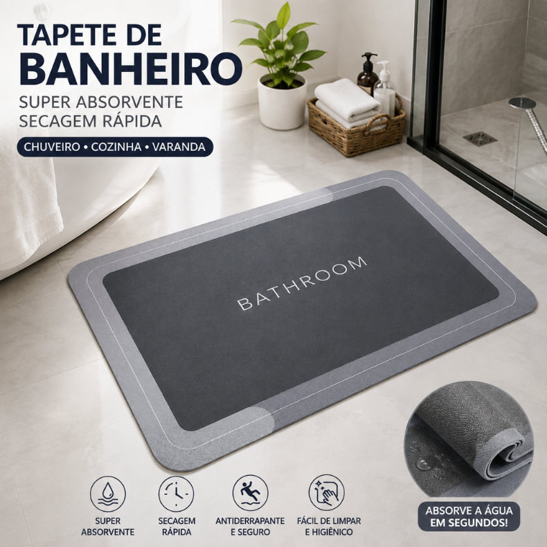 Tapete para Banheiro de Secagem Rápida e Super Absorvente