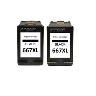 Kit 2 Cartuchos De Tinta 667XL Preto Black Alto Rendimento Compatível HP Deskjet