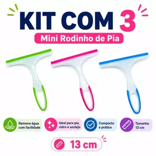 Mini Rodo de Pia 13cm Cozinha Rodo Secador para Pia Vidro Azulejo Bancada Limpeza