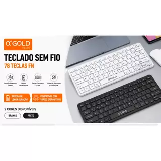 Teclado Sem Fio α’GOLD PLUS TCD-05 78 Teclas Bluetooth Compacto Portátil para Notebook Tablet Celular Windows Android iO