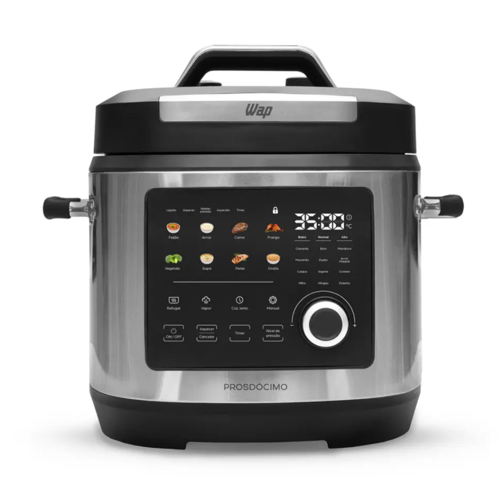 Panela De Pressão Elétrica Wap 6L Wppe6 Painel Digital Touch 1000W 10 Dispositivos de Segurança 20 Receitas
