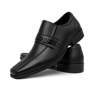 Sapato Social Masculino Preto Com Metal Lateral Elegante E Moderno