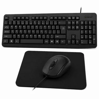 Kit Teclado e Mouse Com Fio USB + Mouse Pad Para PC ABNT2 Pc notebook computador