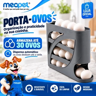 Porta Ovos Plástico 30 Ovos 4 Andares Organizador para Geladeira com Rolagem Automática