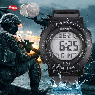 Relogios Masculinos Originais Prova D Agua De Silicone Digital Esportivo Cronômetro Militar Com Led
