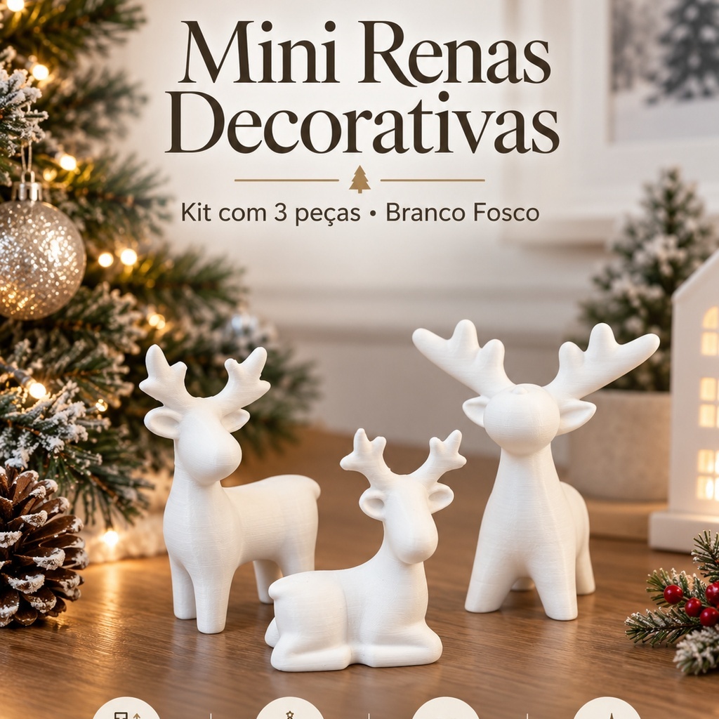 Mini Renas de Natal Kit 3