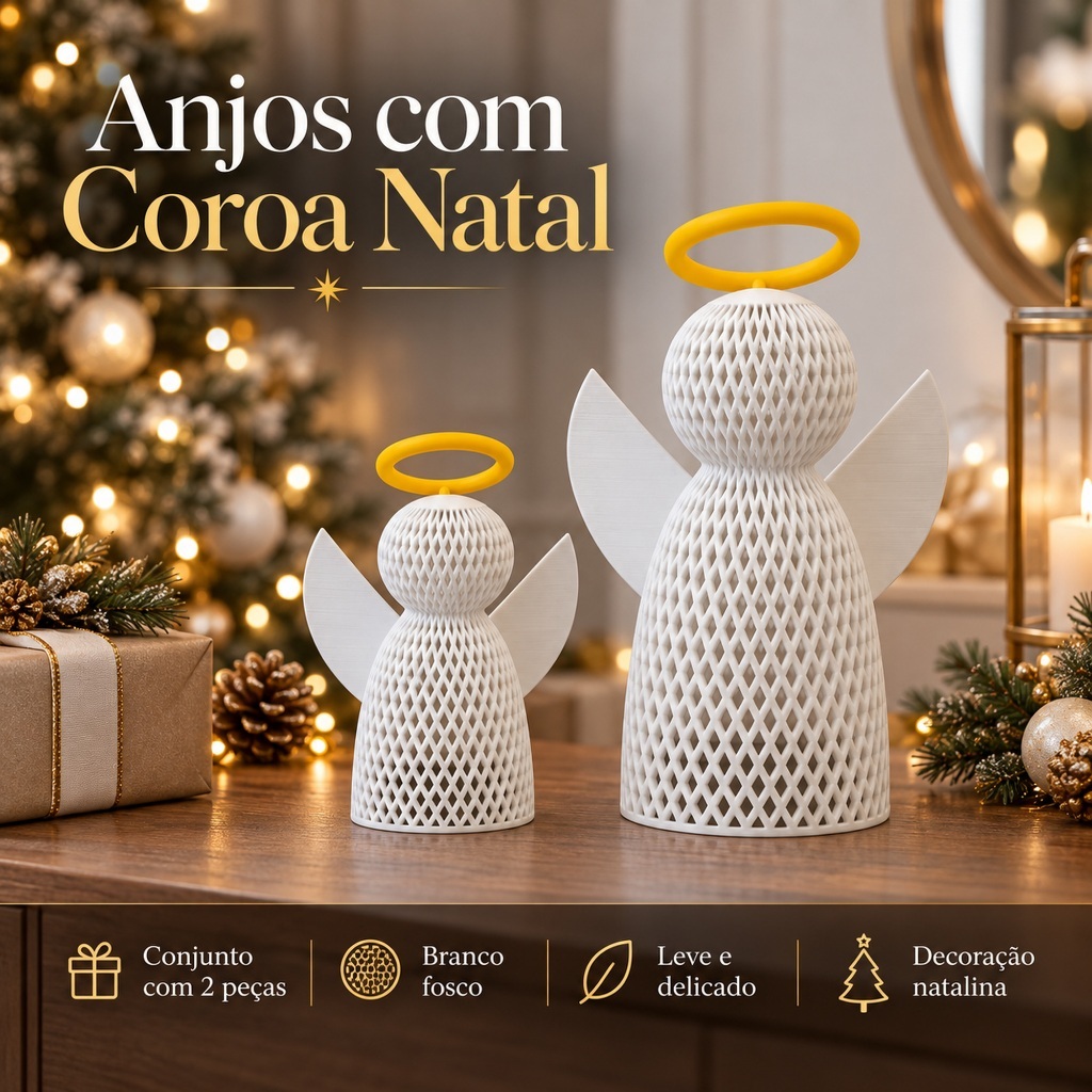 Kit 2 Anjos com Coroa