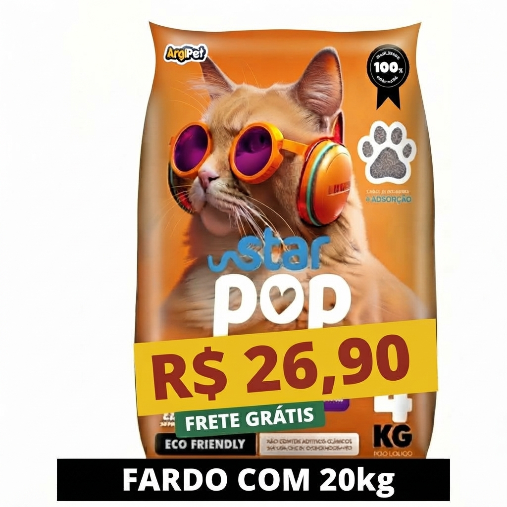 Kit 20 kg Areia Sanitária Gato Natural Argila Absorvente Ecológica ...