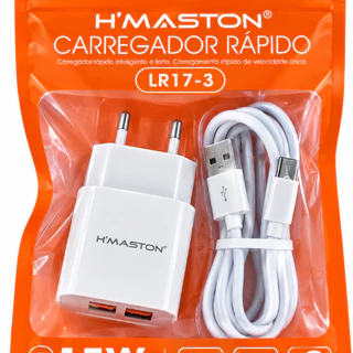 Carregador Rápido Tipo C - H’MASTON 15W USB Duplo + Cabo – Modelo LR17-3