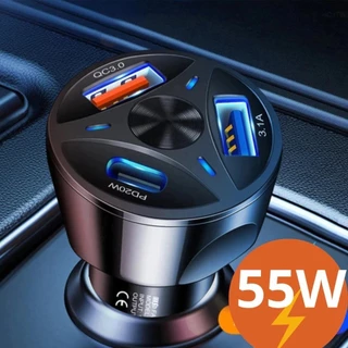 Carregador Veicular Turbo USB 3.0 USB-c USB 3.1A Carregamento Rapido 55w+ cabo de carregamento
