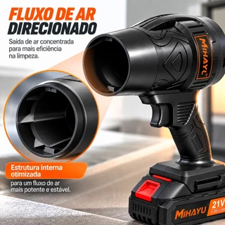 Soprador Turbo Jet Fan Secador Automotivo 2 Baterias 48V - Limpeza PC e Churrasqueira