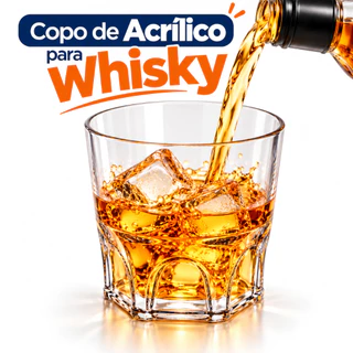 Kit com 10 Copos Whisky Acrílico 300ml para Bebidas Festas Eventos