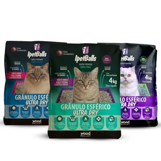 Areia Para Gatos Ultra Dry 4KG Grãos Esférico Finos/Médiso/Grossos Ipetballs em Oferta na Shopee