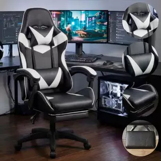 Cadeira Gamer E Escritorio Ergonômica Tecido Em Couro Encosto Regulável Com apoio Para Pés em Oferta na Shopee