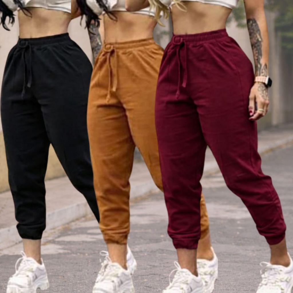 CALÇA JOGGER FEMININA SOCIALCREPE RIBANA COM ELASTANO LEVE E SOLTA ...