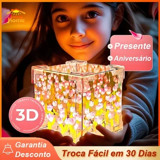Luz Noturna DIY Tulipa 3D Criativa Lâmpada Tridimensional Casal Presente