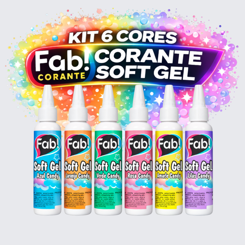 Kit 6 Corantes Candy Soft Gel Fab 25g Alta Pigmentação Cores