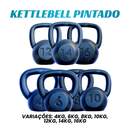 Kettlebell Pintado 4kg a 16kg Fitness Crossfit Treino Funcional Musculação Agachamento Casa