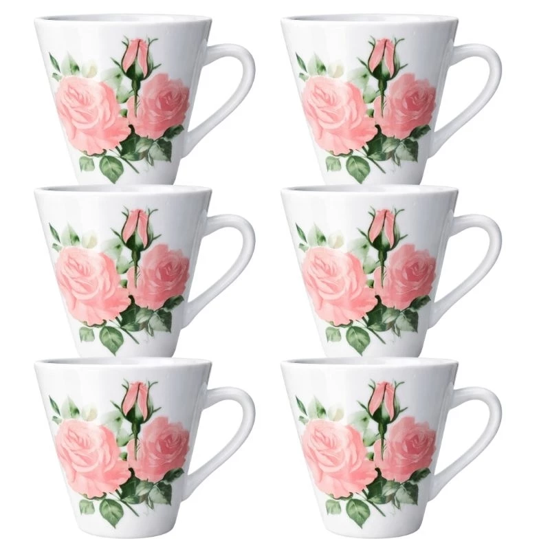 Jogo Xícaras Café Expresso Chá Porcelana Branca 6 Peças