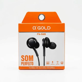 Fone de Ouvido Intra-auricular A'gold FN-S8B com Microfone - Som Estéreo Premium e Graves Bass