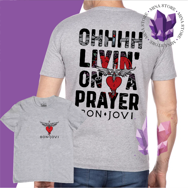 Camiseta Banda de Rock Bon Jovi Livin' On A Prayer | Shopee Brasil