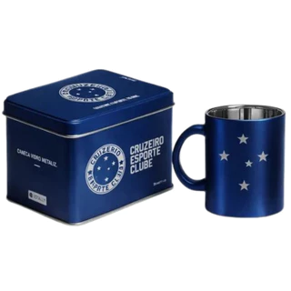 Caneca de Vidro Diamond Metalizada Cruzeiro 300ml + Lata Exclusiva | Kit Presente Premium