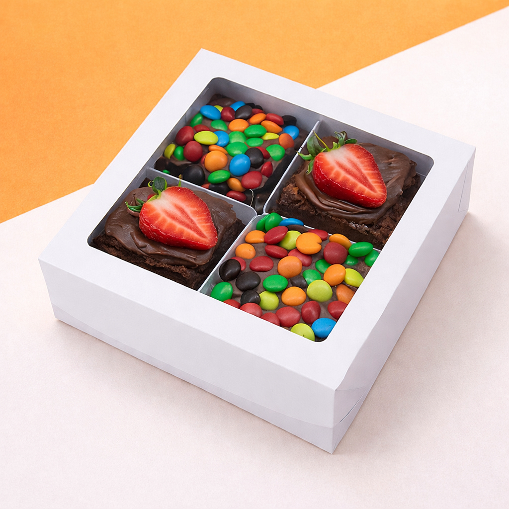 Caixas Embalagem para 4 Brownies, pão de mel ou palha italia