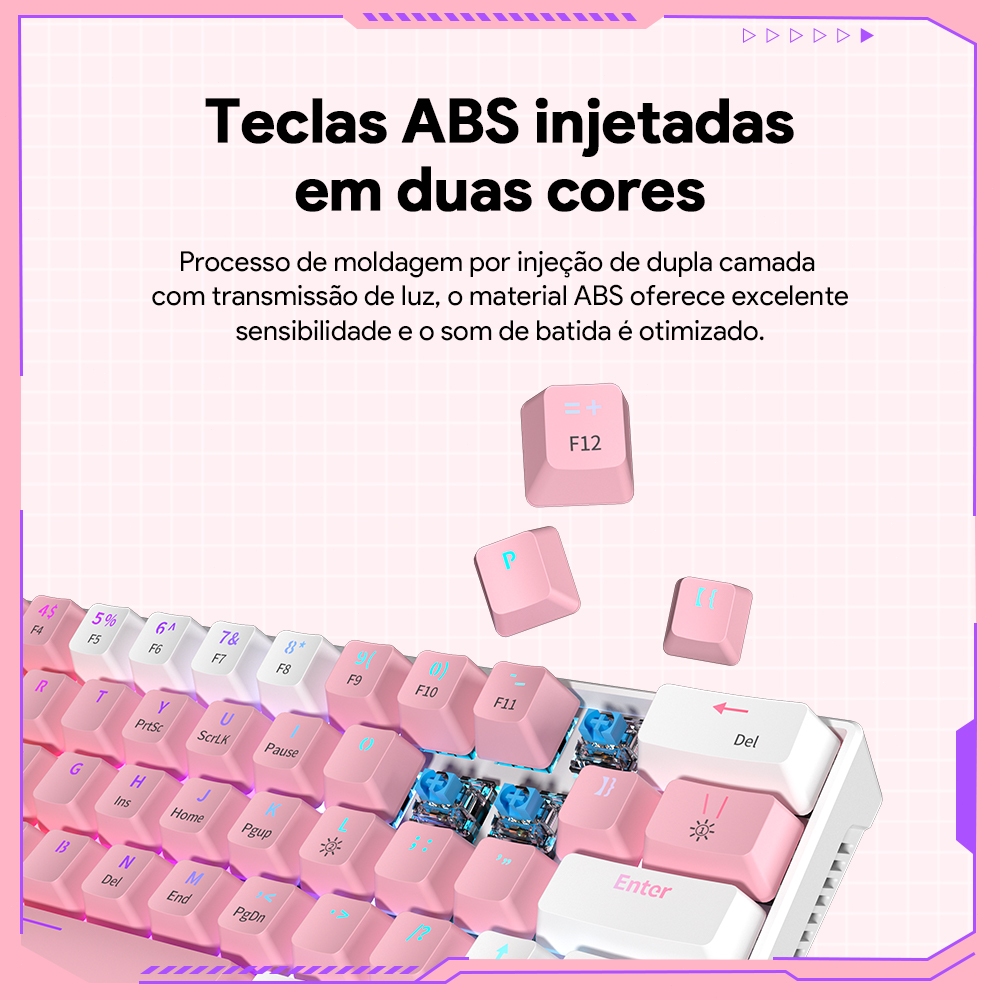 ZIFRIEND KA646 Teclado Mecânico Gamer 60% USB Com Fio ABNT2 Switch