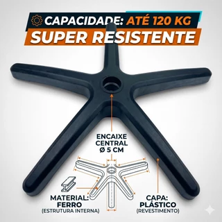 Base Estrela Aço Cadeira Escritório Executiva Diretor + Capa em Nylon Chair Cadeiras
